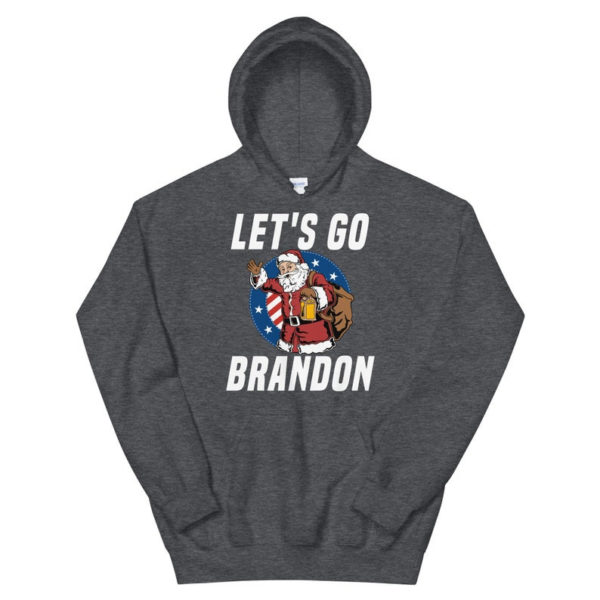 Funny Santa Let's Go Brandon Christmas Shirt Hoodie Dark Heather S