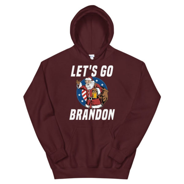 Funny Santa Let's Go Brandon Christmas Shirt Hoodie Maroon S