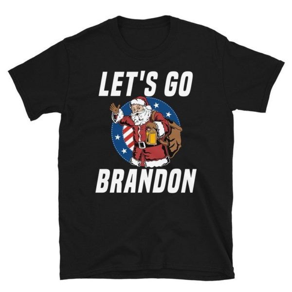 Funny Santa Let's Go Brandon Christmas Shirt Unisex T-Shirt Black S