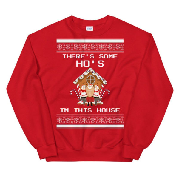 Gingerbread House Santa There's Some Ho's In This House Sweatshirt Sweatshirt Red S
