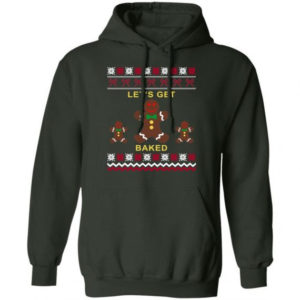 Gingerbread Let’s Get Baked Christmas T-Shirt Hoodie Hoodie Forest Green S