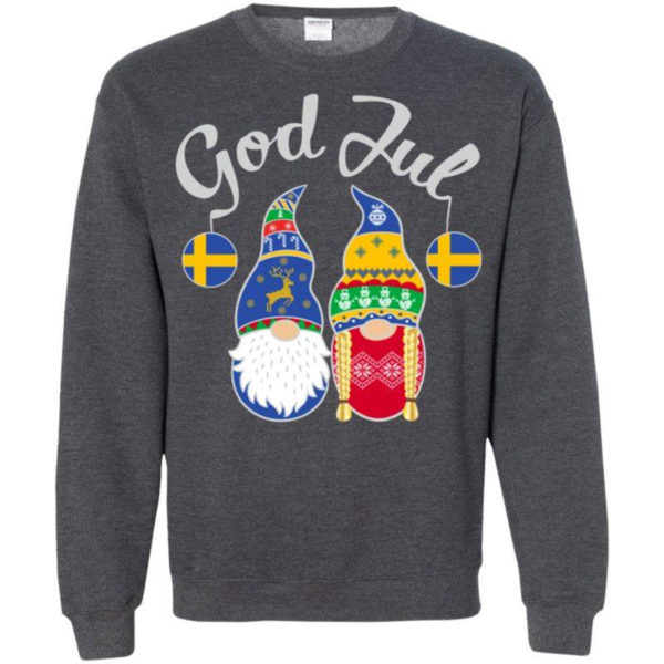 Gnome God Jul Christmas Shirt Sweatshirt Dark Heather S