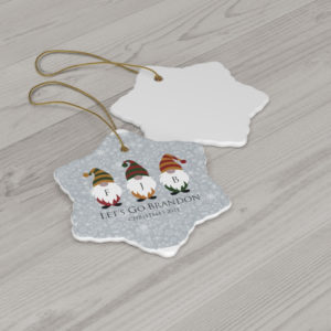 Gnomes Family Let’s Go Brandon Christmas 2021 Ceramic Ornaments product photo 4