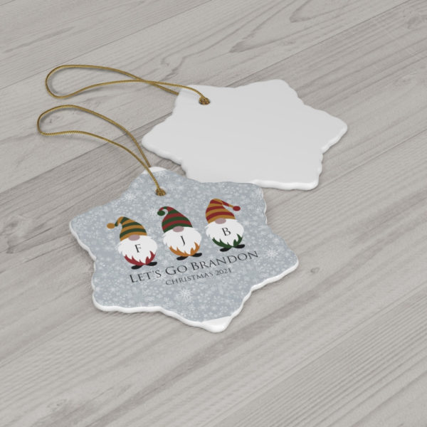 Gnomes Family Let’s Go Brandon Christmas 2021 Ceramic Ornaments product photo 4