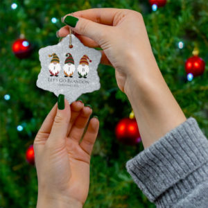 Gnomes Family Let’s Go Brandon Christmas 2021 Ceramic Ornaments product photo 5