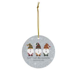 Gnomes Family Let’s Go Brandon Christmas 2021 Ceramic Ornaments Circle One Size