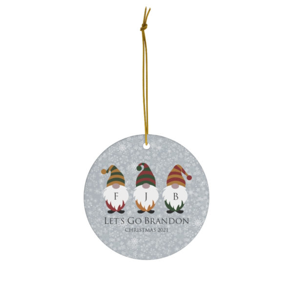 Gnomes Family Let’s Go Brandon Christmas 2021 Ceramic Ornaments Circle One Size