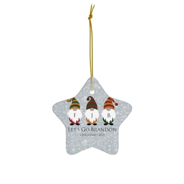 Gnomes Family Let’s Go Brandon Christmas 2021 Ceramic Ornaments Star One Size