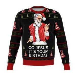 Go Jesus It’s Your Birthday Christmas Sweater AOP Sweater Black S