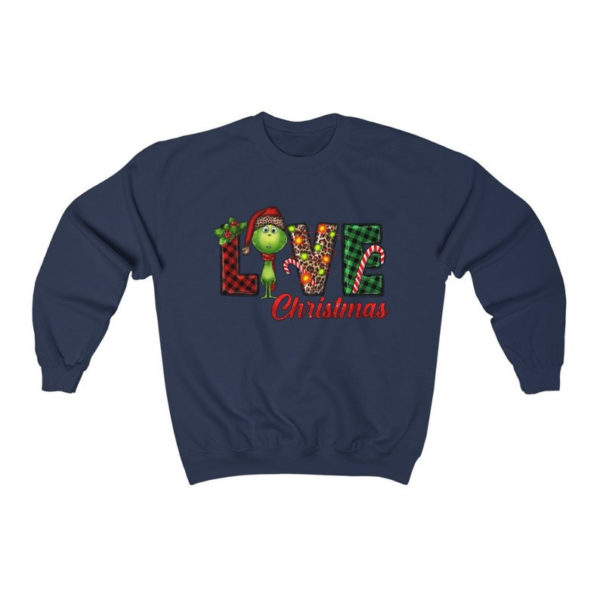 Grinch Love Christmas With Grinch Christmas Sweatshirt Sweatshirt Navy S