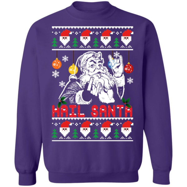 Hail Santa Christmas Sweatshirt Crewneck Sweatshirt Purple S