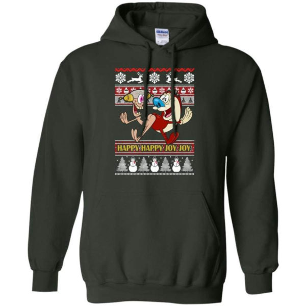 Happy Happy Joy Joy Funny Christmas Shirt Hoodie Forest Green S