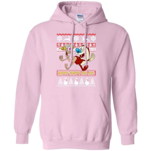Happy Happy Joy Joy Funny Christmas Shirt Hoodie Light Pink S