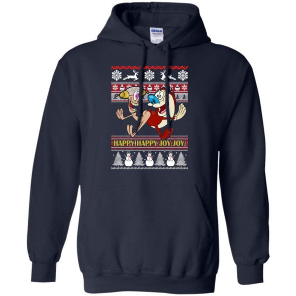 Happy Happy Joy Joy Funny Christmas Shirt Hoodie Navy S
