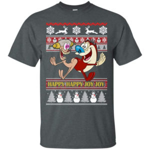 Happy Happy Joy Joy Funny Christmas Shirt Unisex T-Shirt Dark Heather S