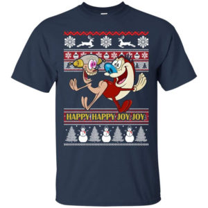 Happy Happy Joy Joy Funny Christmas Shirt Unisex T-Shirt Navy S