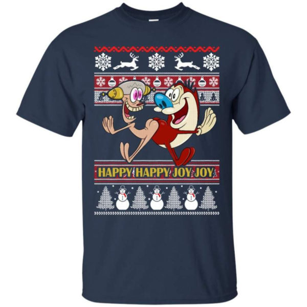 Happy Happy Joy Joy Funny Christmas Shirt Unisex T-Shirt Navy S