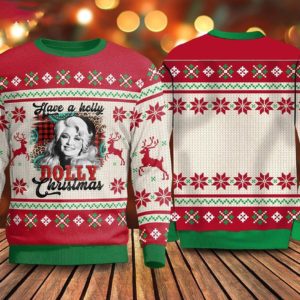 Have A Holly Dolly Christmas Sweater AOP Sweater Red S
