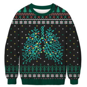Healthy Lungs Happy Holiday Christmas Sweater AOP Sweater Black S