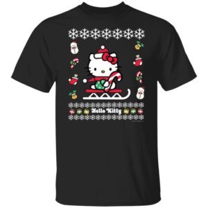 Hello Kitty Candy Cane Snowman Christmas T-shirt Unisex T-Shirt Black S