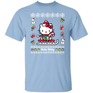 Hello Kitty Candy Cane Snowman Christmas T-shirt Unisex T-Shirt Light Blue S