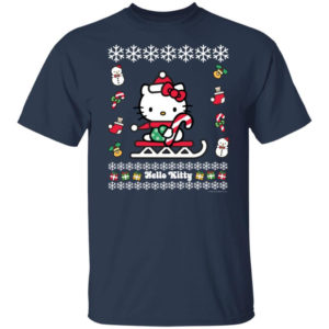 Hello Kitty Candy Cane Snowman Christmas T-shirt Unisex T-Shirt Navy S