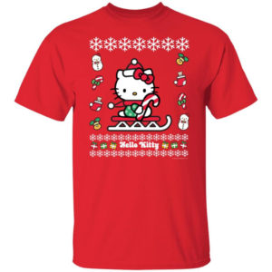 Hello Kitty Candy Cane Snowman Christmas T-shirt Unisex T-Shirt Red S