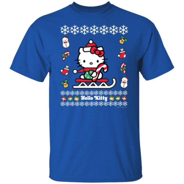 Hello Kitty Candy Cane Snowman Christmas T-shirt Unisex T-Shirt Royal S