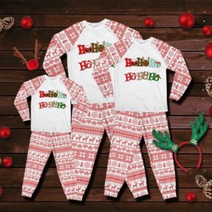 Ho Ho Ho Funny Christmas Pajamas Family Set Adult Pajamas Set White XS