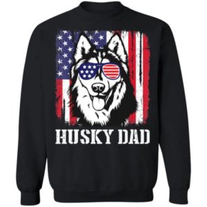 Husky Dad American Flag Glasses T Shirt Hoodie Sweatshirt Product Photo