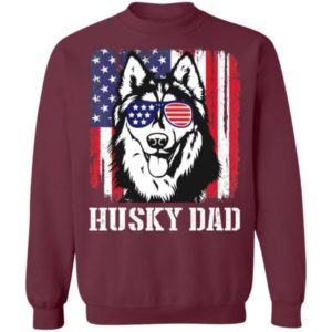 Husky Dad American Flag Glasses T Shirt Hoodie Sweatshirt Product Photo