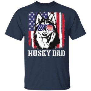 Husky Dad American Flag Glasses T Shirt Hoodie Sweatshirt Product Photo