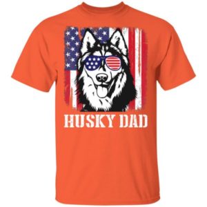 Husky Dad American Flag Glasses T Shirt Hoodie Sweatshirt Product Photo