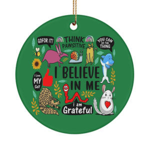 I Believe In Me Funny Christmas Circle Ornament Circle Ornament Green 1-pack