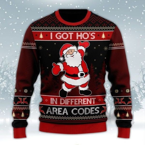 I Got Ho's In Different Area Codes Christmas Sweater AOP Sweater Maroon S