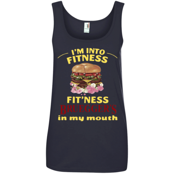 I'm Into Fitness Fit'ness Bruegger's In My Mouth Shirt Ladies Tank Top Navy S