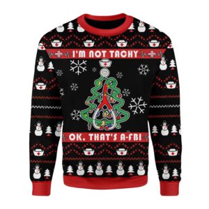 I'm Not Tachy That's A-FBI 3D Christmas Sweater AOP Sweater Black S