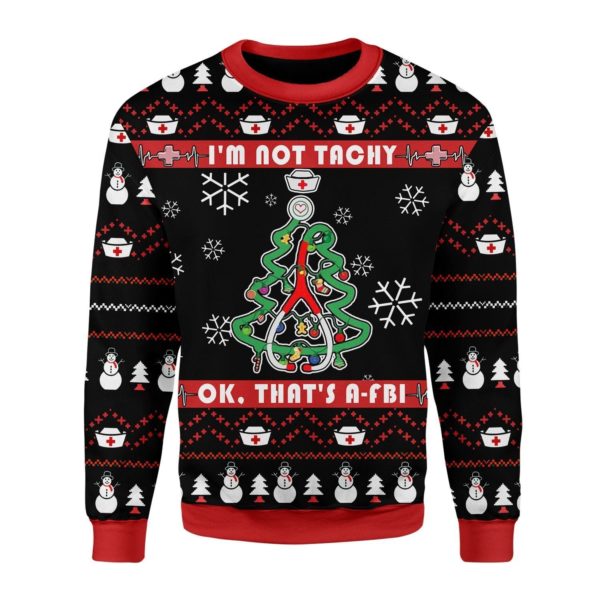 I'm Not Tachy That's A-FBI 3D Christmas Sweater AOP Sweater Black S