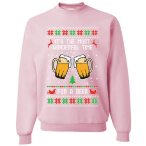 It’s The Most Wonderful Time For A Beer Christmas Sweatshirt Sweatshirt Link Pink S