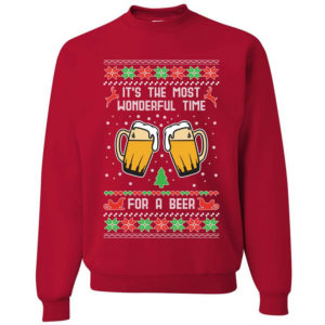 It’s The Most Wonderful Time For A Beer Christmas Sweatshirt Sweatshirt Red S