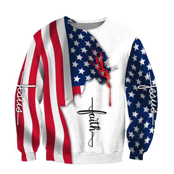 Jesus American Faith One Nation Under God All Over Print 3D Shirt 3D Sweatshirt White S