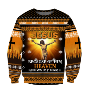 Jesus Because Of Him Heaven Know My Name Christmas All Over Print 3D Shirt 3D Sweatshirt Black S