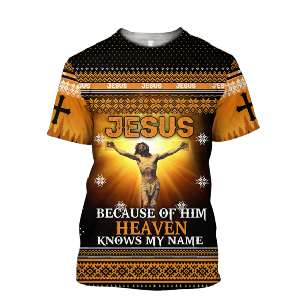 Jesus Because Of Him Heaven Know My Name Christmas All Over Print 3D Shirt 3D T-Shirt Black S