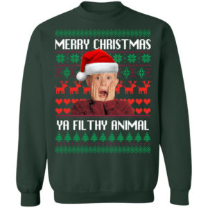 Kevin Merry Christmas Ya Filthy Animal Christmas Sweatshirt Crewneck Sweatshirt Forest Green S