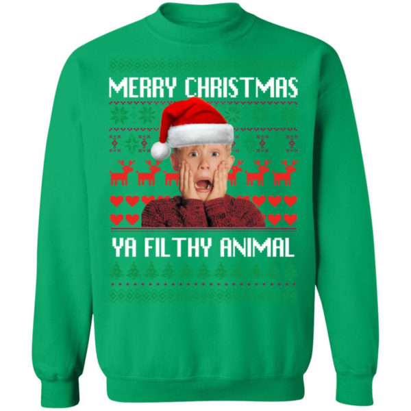 Kevin Merry Christmas Ya Filthy Animal Christmas Sweatshirt Crewneck Sweatshirt Irish Green S