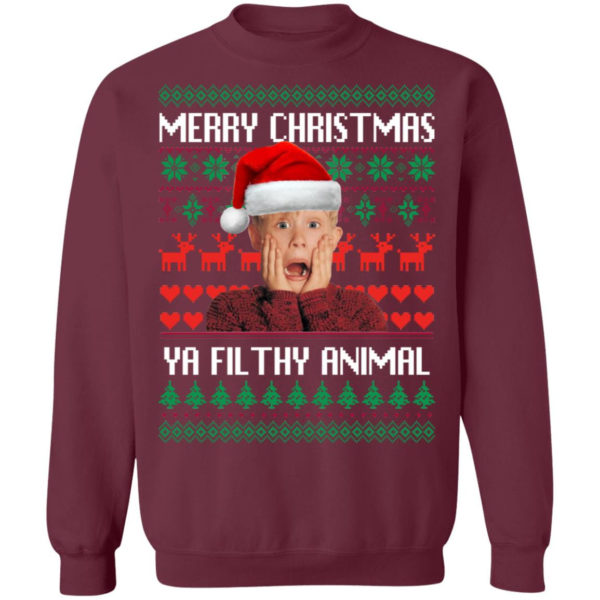 Kevin Merry Christmas Ya Filthy Animal Christmas Sweatshirt Crewneck Sweatshirt Maroon S