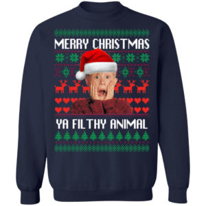 Kevin Merry Christmas Ya Filthy Animal Christmas Sweatshirt Crewneck Sweatshirt Navy S