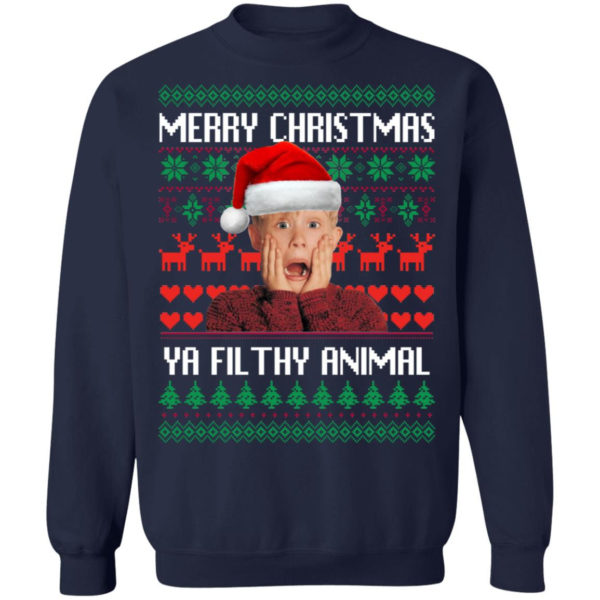 Kevin Merry Christmas Ya Filthy Animal Christmas Sweatshirt Crewneck Sweatshirt Navy S