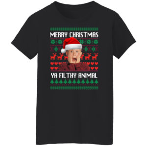Kevin Merry Christmas Ya Filthy Animal Christmas Sweatshirt Ladies T-Shirt Black S