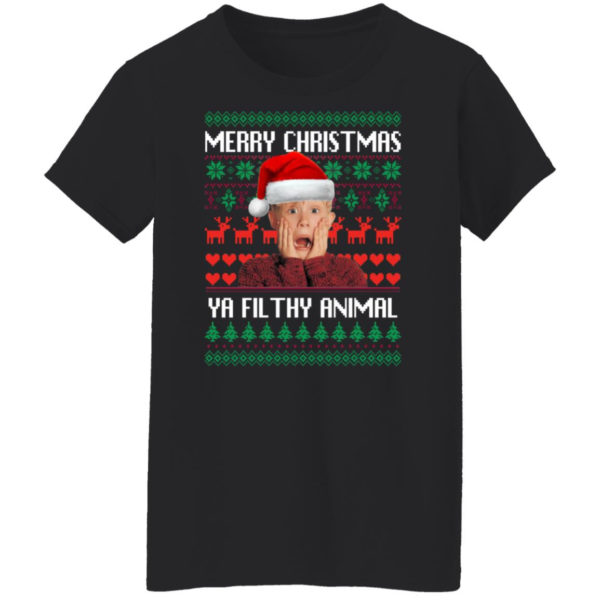Kevin Merry Christmas Ya Filthy Animal Christmas Sweatshirt Ladies T-Shirt Black S